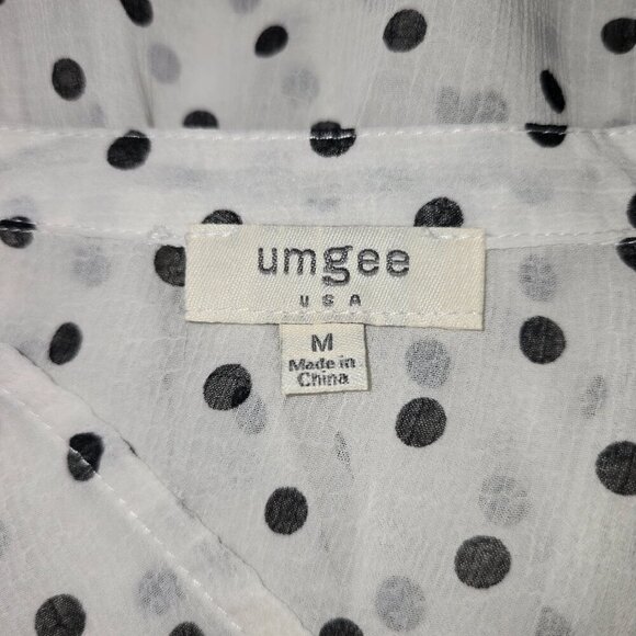 UMGEE SHEER POLKA DOT BLOUSE WOMEN'S LACE BOHO FLOWY LONG SLEEVE MEDIUM - Picture 5 of 6